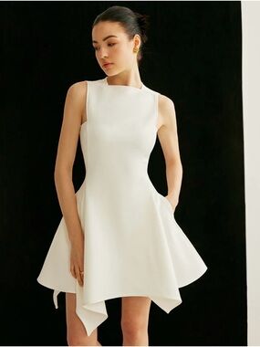 NWT Commense White Asymmetric Hem Mini Dress